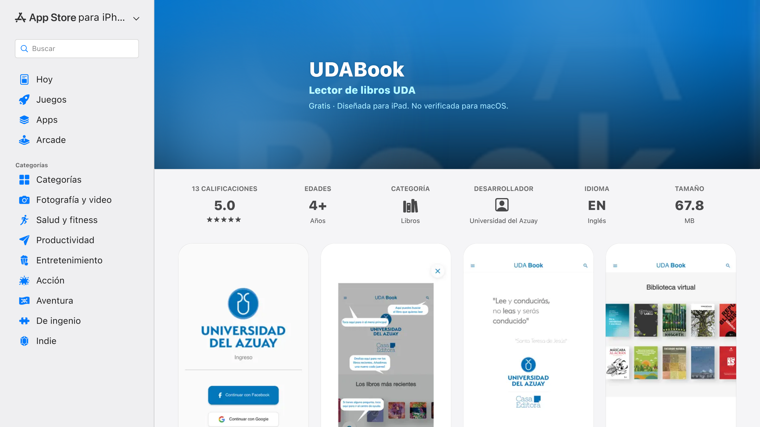 Vista previa de UDABook